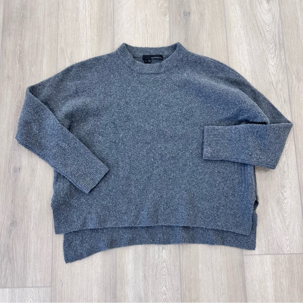 360 sweater wool blend side zip sweater grey small